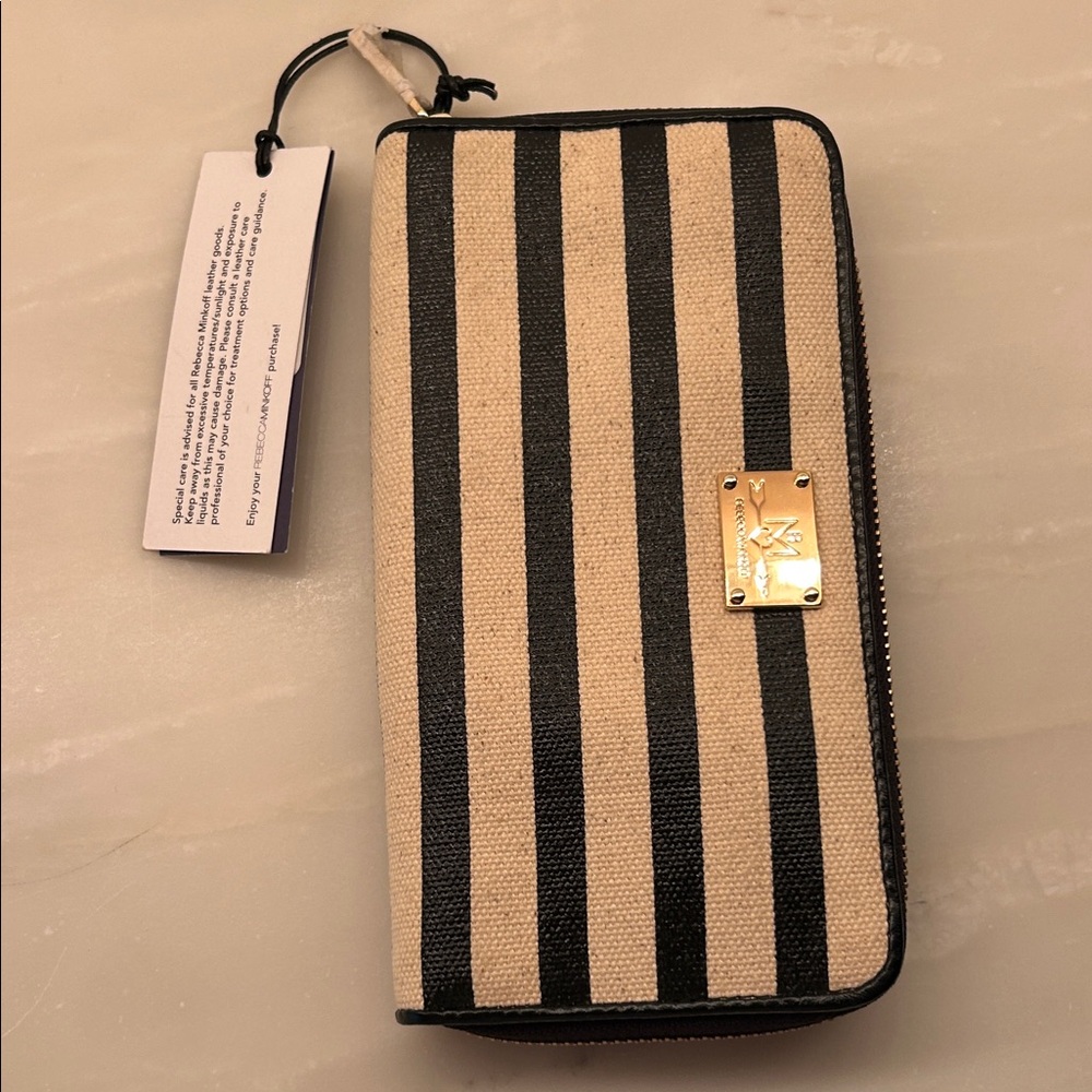 Rebecca Minkoff Black and White Canvas Zip Wallet